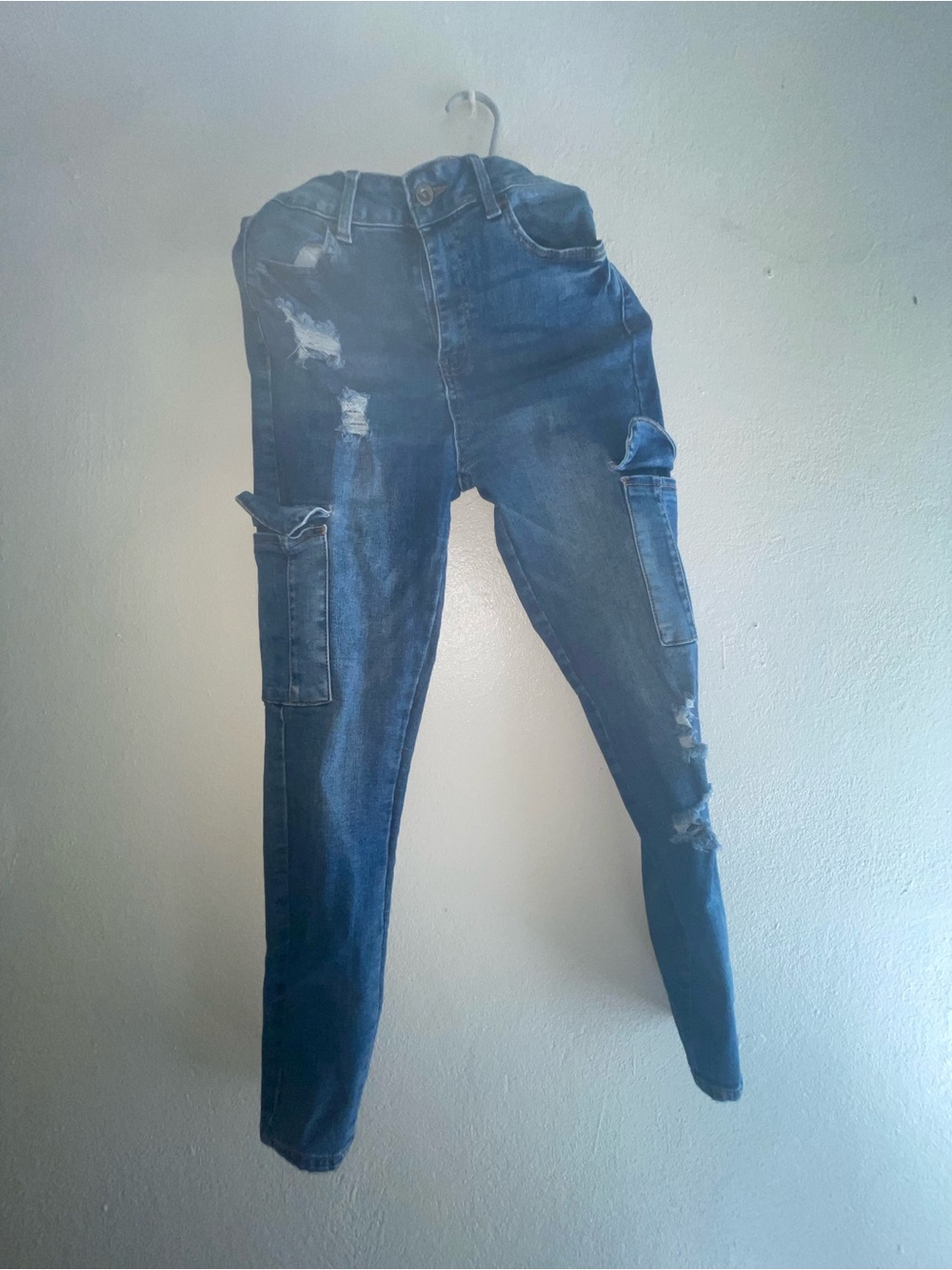 High-Rise Distressed Women’s Jeans in Dark Blue